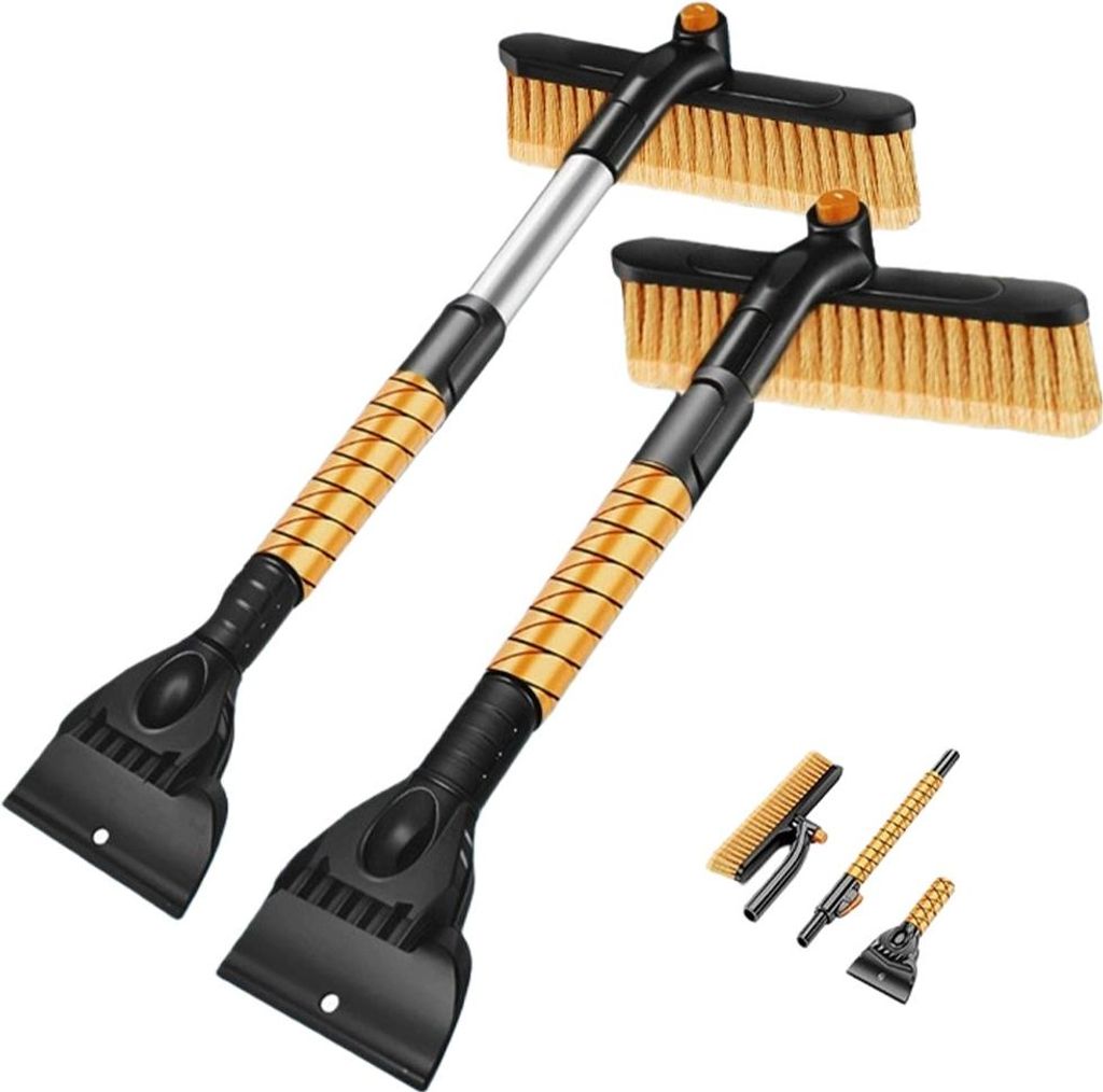 INF Multifunktionale ausziehbare Auto Schneeschaufel mit Eiskratzer und Bürste