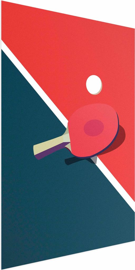 Posterpapier Poster - Table Tennis - Ball and Racket on a Table 40x60 cm Abstrakt i-B-10056-ao-a