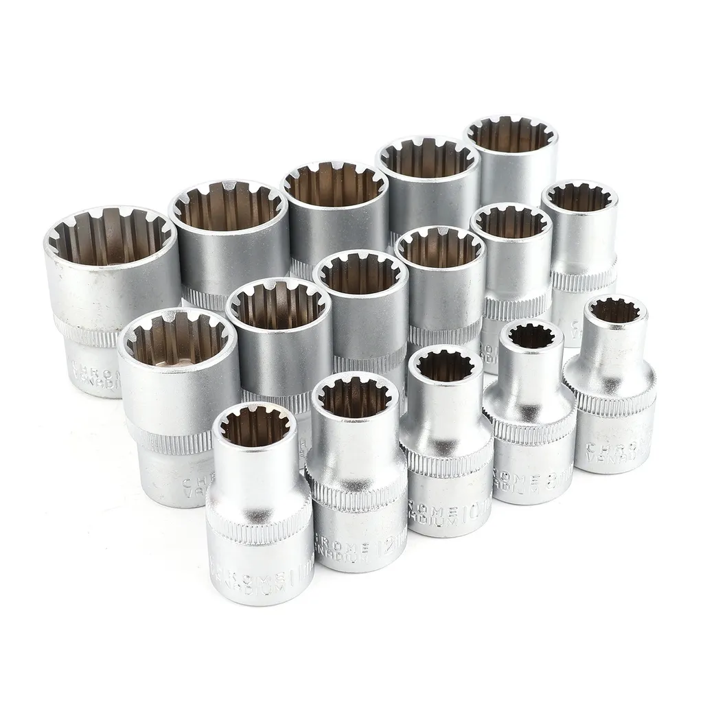 Douilles cannelées métriques 1/2 pouce Spline Socket en acier forgé noir