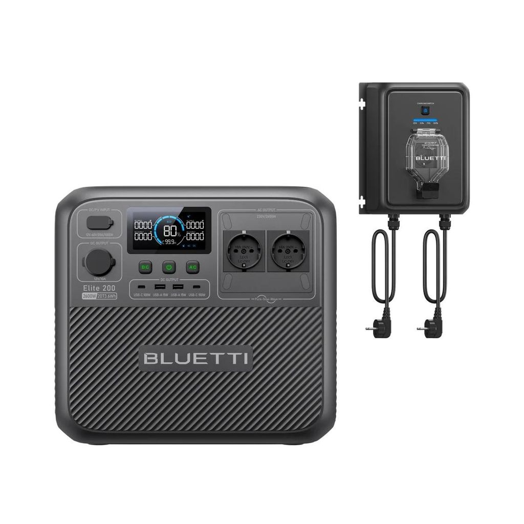 BLUETTI Elite 200 V2 + Balco Transfer Hub, 800-W-Netzgekoppelte Solarbatterielösung für Wohnungen und Häuser zur Senkung der Stromkosten