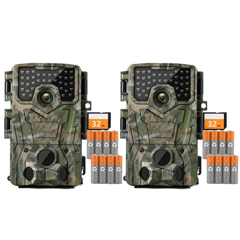 2 Stück 4K 48MP Wildkamera wasserdichte Nachtsichtkamera Jagdkamera mit Bewegungsmelder Tierüberwachungskamera inkl. 32GB Speicherkarte Wildtierk...