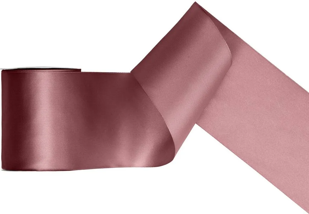 Ruban satin vieux rose foncé 100mm, tissu soyeux 25m haute qualité