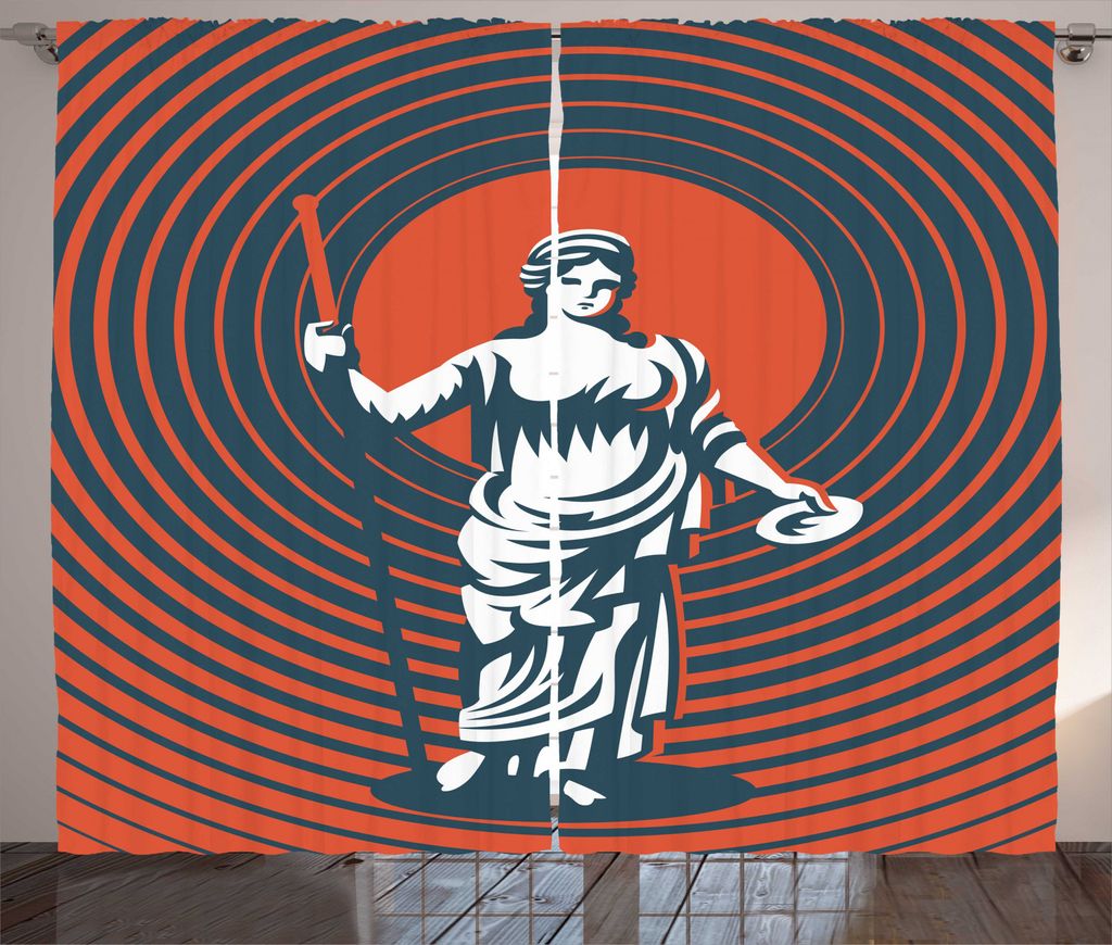 ABAKUHAUS Athena Rustikaler Vorhang, Komplizierte Kreise, Wohnzimmer Universalband Gardinen mit Schlaufen und Haken, 280 x 245 cm, Burnt Sienna Pet...