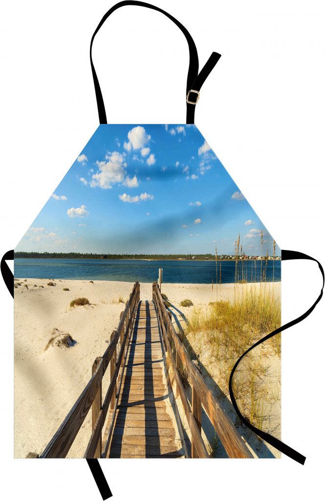 ABAKUHAUS Strand Kochschürze, Perdido Beach und Long Pier Deck über Sand Golf von Mexiko Südamerika Resort Theme, Farbfest Höhenverstellbar Was...