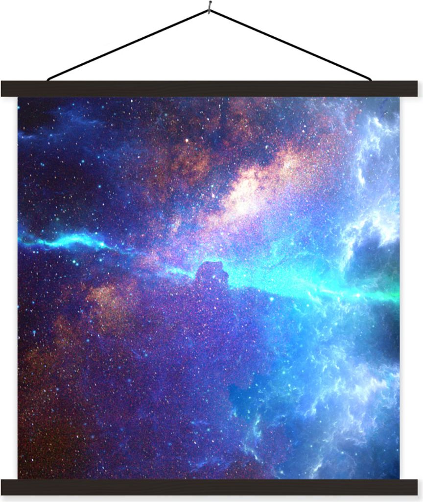 MuchoWow Textilposter Sterne - Weltraum - Blau 60x60 cm mit schwarzem Rahmen - Posteraufhänger