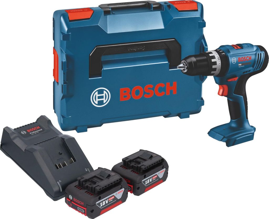 Bosch GSB 18V-25 Professional Akku Schlagbohrschrauber 18 V 56 Nm + 2x Akku 4,0 Ah + Ladegerät + L-Boxx