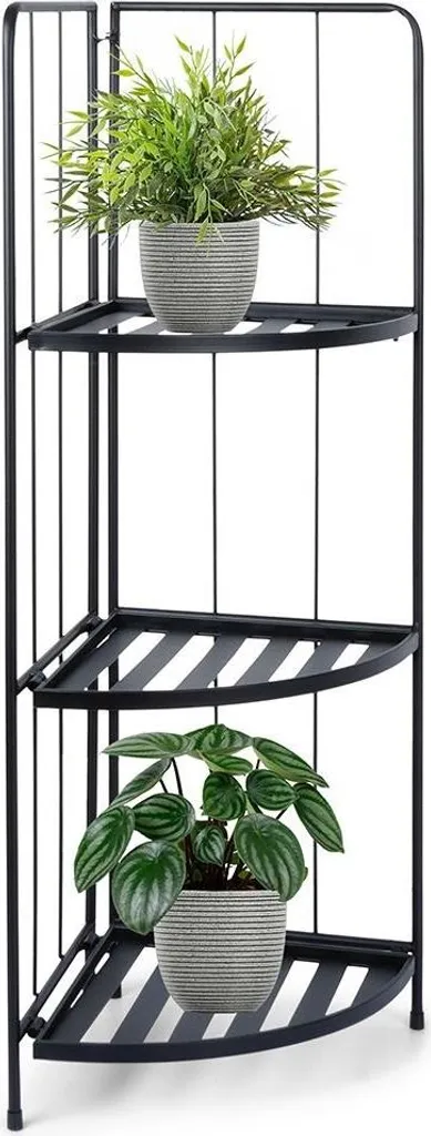 Support à plantes pliable Koopman en métal pour angle - Décoration noire