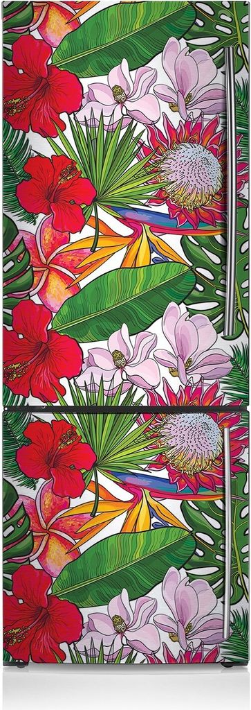Kühlschrankfolie Aufkleber Kühlschrankmagnete Dekoration Kühlschrankfolie 60x180 cm - Farbenfrohe Blumen