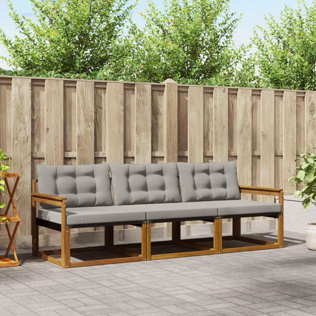 "SALE 2026"Outdoor-Sofagarnitur - CLORIS - Balkonmöbe/Sitzgruppe - mit Kissen 3 pcs - Moderne Design - Natürlich und Hellgrau - Gartensofas NeuM...
