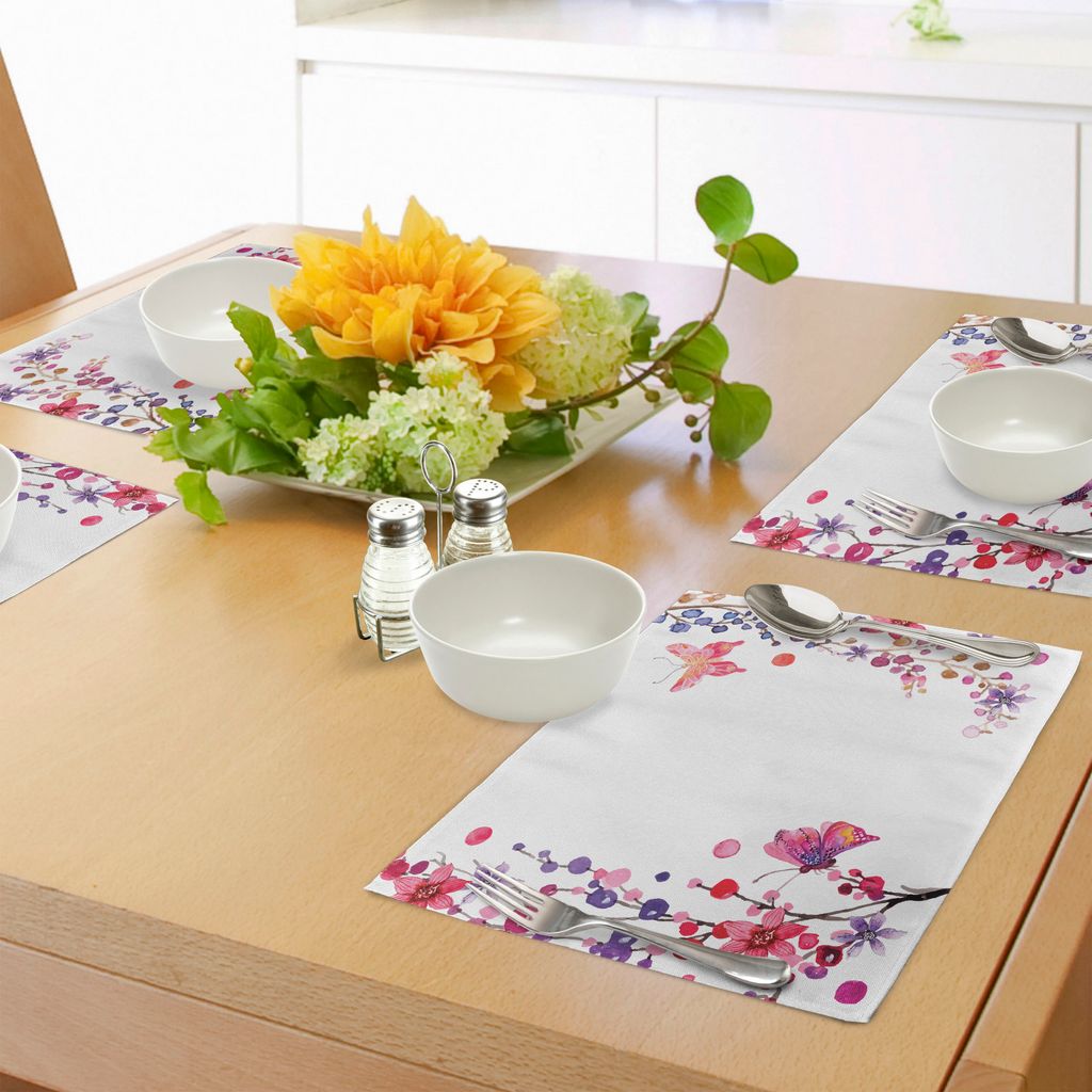 ABAKUHAUS Schmetterling Platzmatten, Blumenkunst mit Schmetterlingsmagie der Glaubenshoffnung Exotische Heilkraft, Tiscjdeco aus Farbfesten Stoff f...