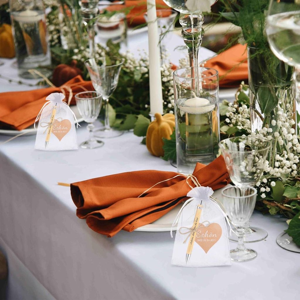 30 Stück Holz-Kugelschreiber - Wunderschöne deutsche Gastgeschenke für Hochzeit und Geburtstag