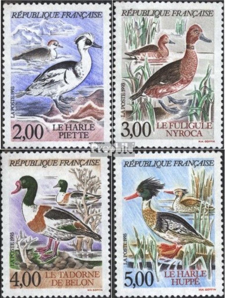 Briefmarken Frankreich 1993 Mi 2933-2936 (kompl.Ausg.) postfrisch Entenvögel