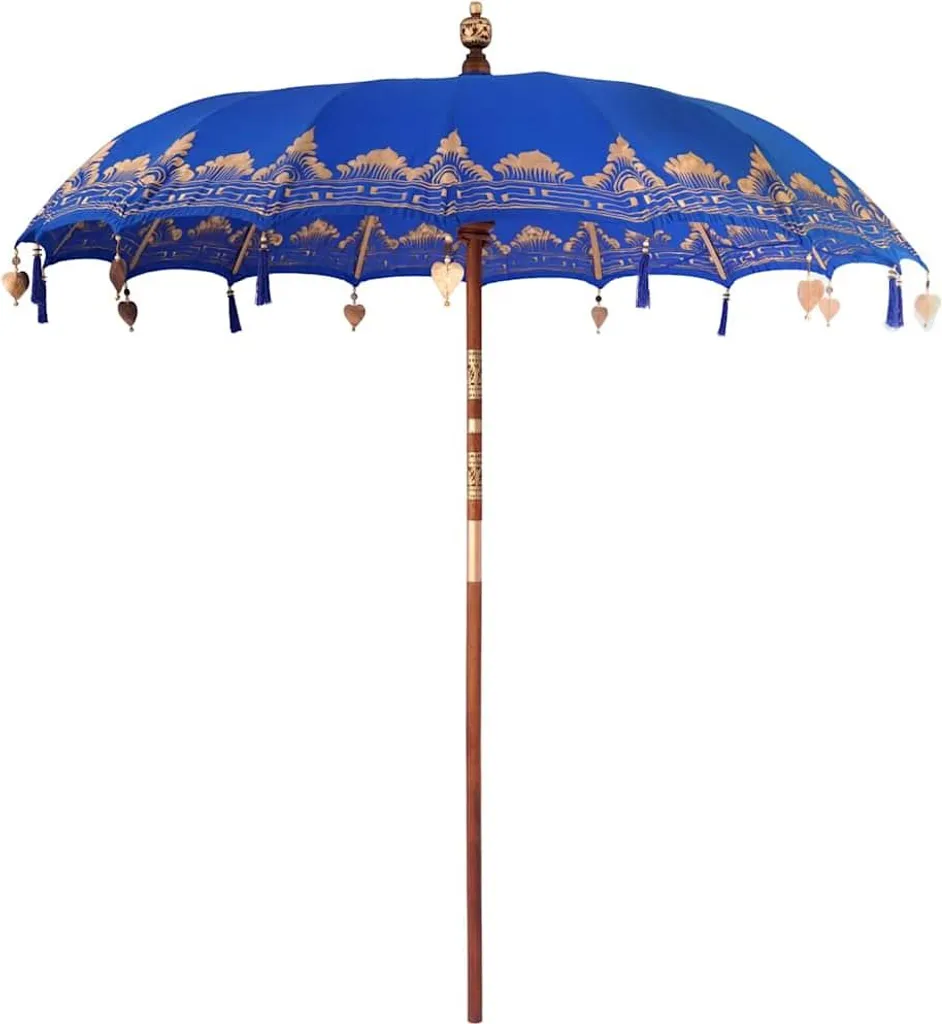Grand parasol de jardin bleu style Bali 215x215 cm pour terrasse chic