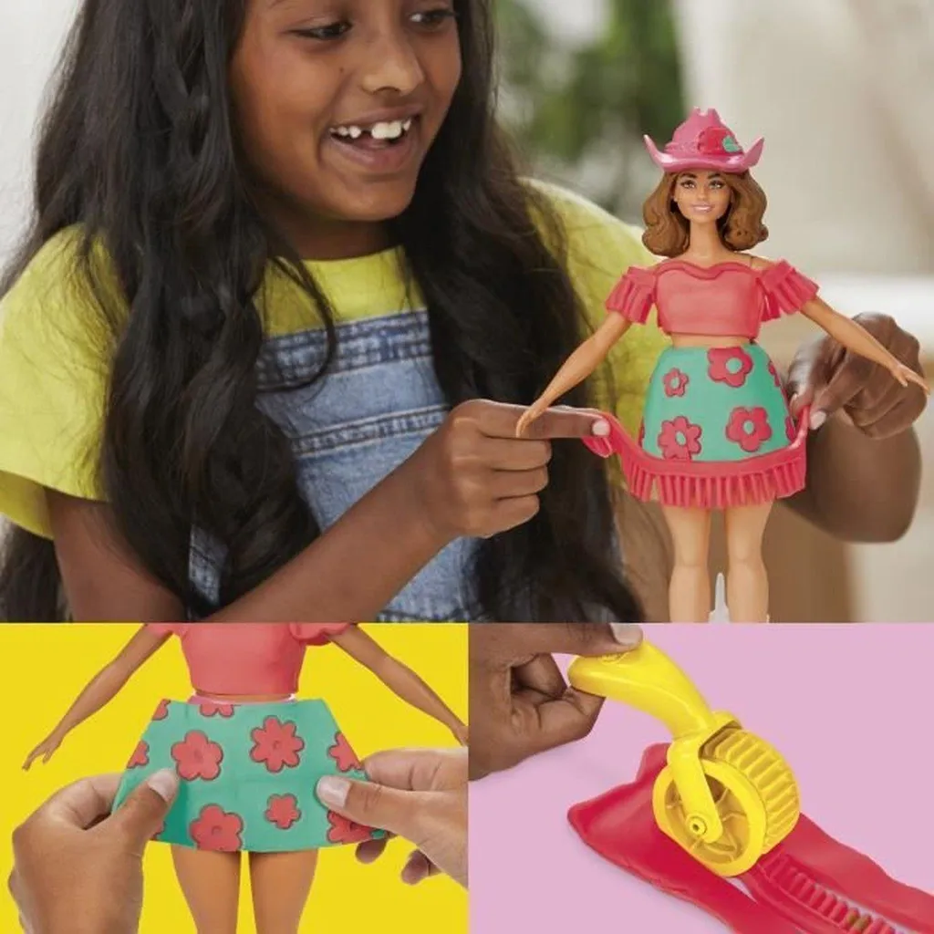 Jeu de moulage coiffure Barbie fleurs et franges rose Hasbro