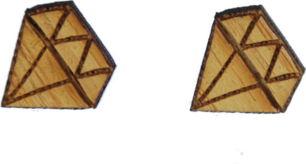 Diamanten Ohrstecker Miniblings Ohrringe Diamanten Schliff Holz braun Hip Hop