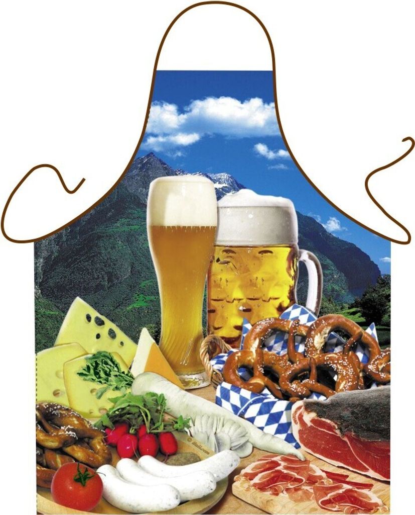 Grillschürze Brotzeit 100% Polyester mit Charakter-Motiven, farbbrillanter Druck, 73x57,5 cm