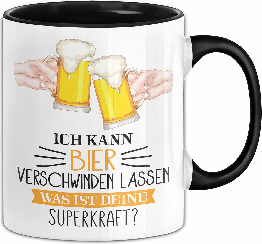 Bier-Liebhaber Tasse Geschenk Ich Kann Bier Verschwinden Lassen Was Ist Deine Superkraft (Schwarz)