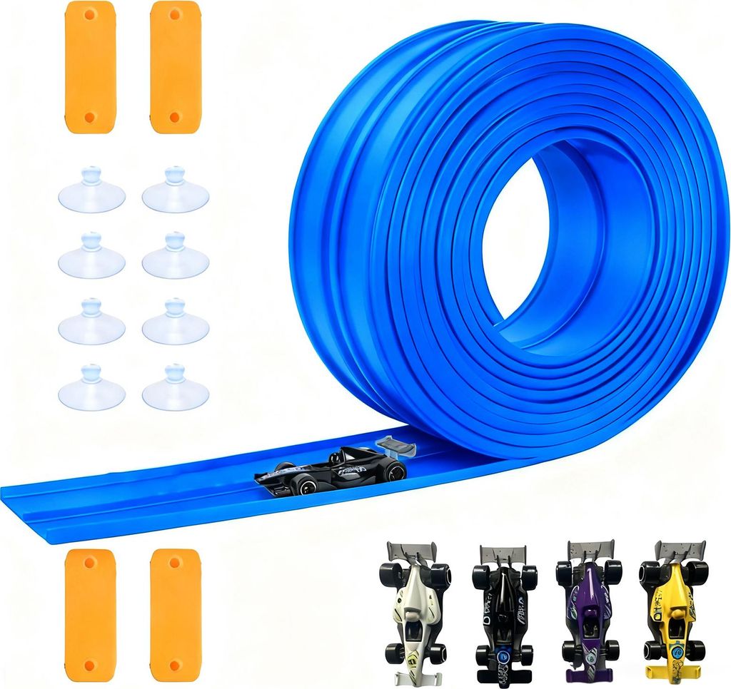 STILVORA Spielfahrzeuge, DIY Flexibler Rennbahn Spielzeug, 5 Meter Inertialbahn für Kinder, flexibler Soft-Track, Spielzeugautos, kreatives Rennba...