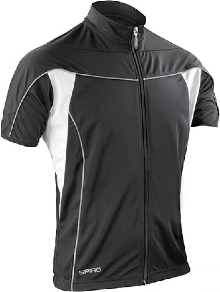 SPIRO S188M | Mens Bikeshirt Full Zip Performance + COOL DRY Gewebe - Farbe: Black/White - Größe: M