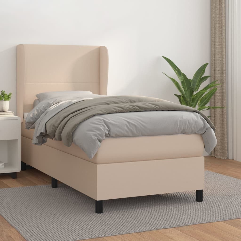 Möbel Boxspringbett Matratze Cappuccino-Braun 100x200cm Kunstleder - Klassische Betten 3128900