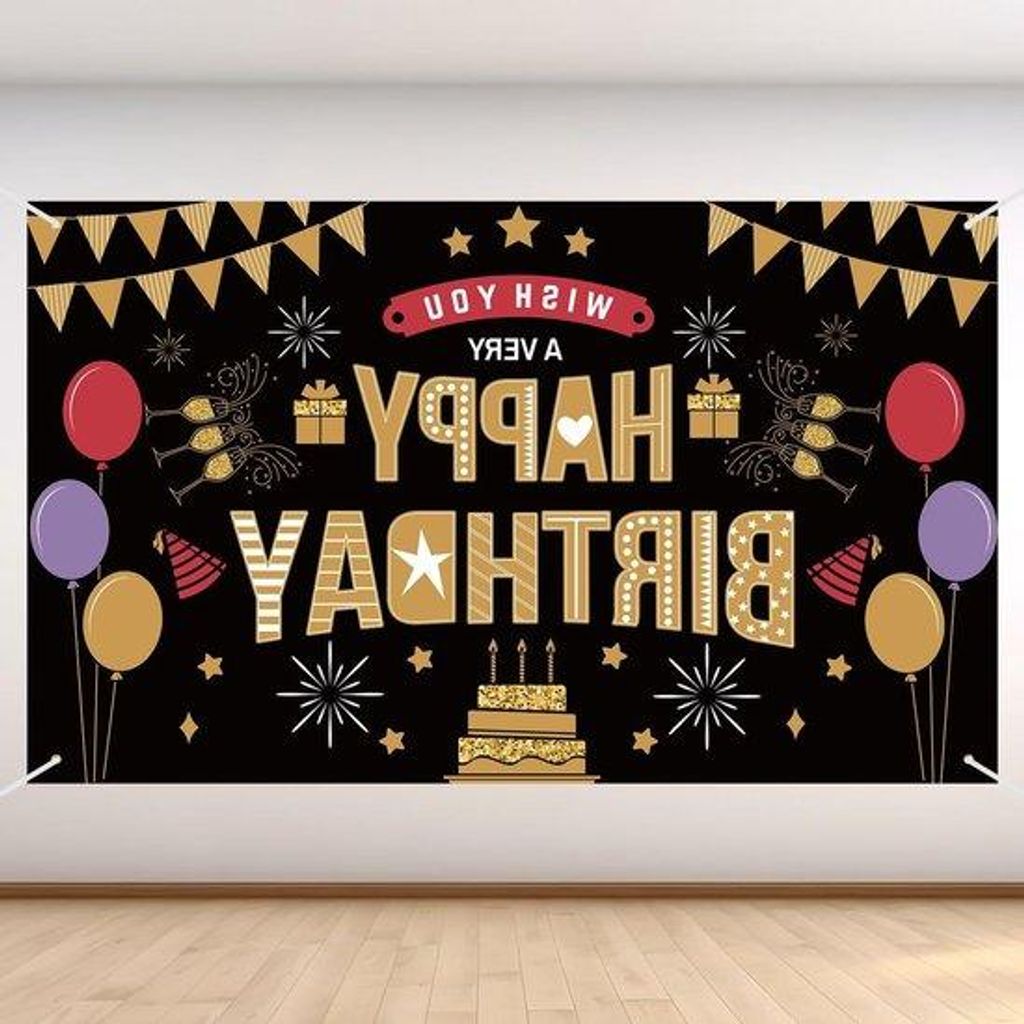 Happy Birthday Banner 150x90cm mit Foto Hintergrund Requisiten