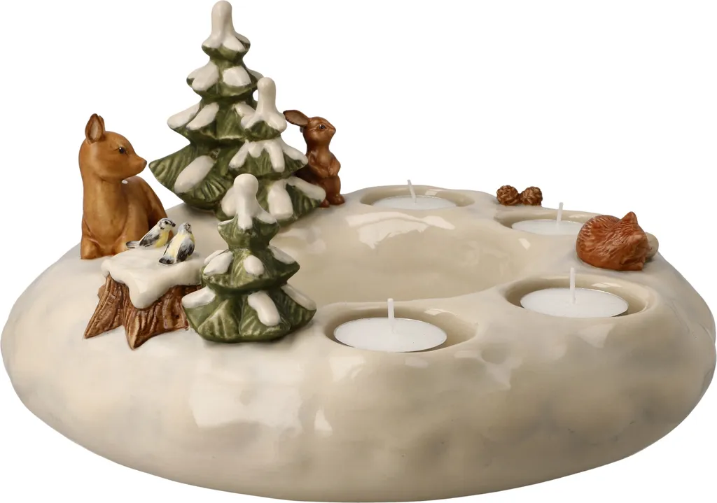 Décoration de Table Noël : Couronne Avent Goebel Winterwald Grès - 4