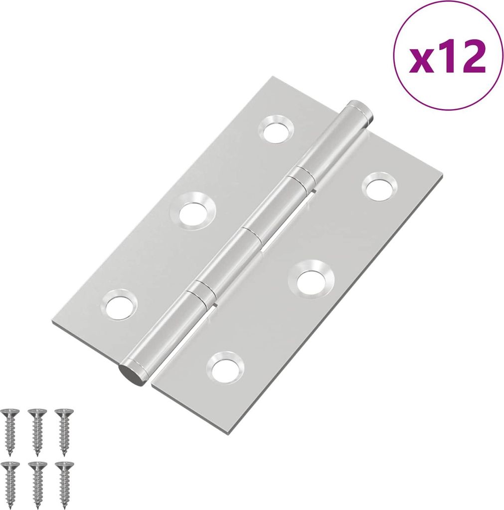 vidaXL Scharnier Uni 12 pcs Silber 58 x 35 x 1 mm Stahl