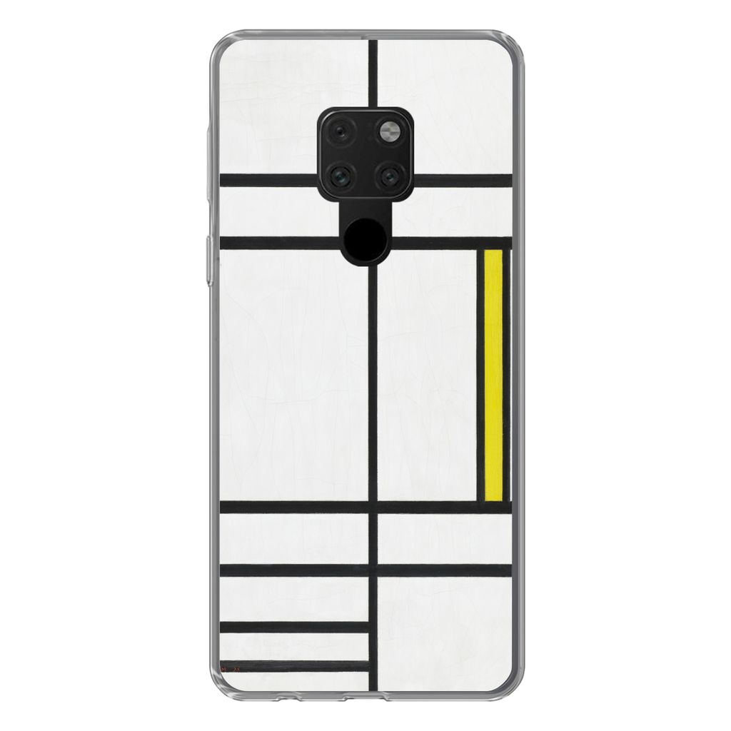 MuchoWow Handyhülle Schutzhülle Hülle für Huawei P40 Lite Komposition in Weiß, Rot und Gelb - Piet Mondrian Silikon Softcase Handy Hülle - ...