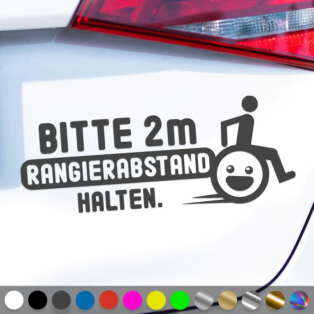 PantherPixel 2m Rangierabstand Aufkleber Halten Rollstuhlfahrer Sticker Auto Geschenkidee Farbe Dunkelgrau