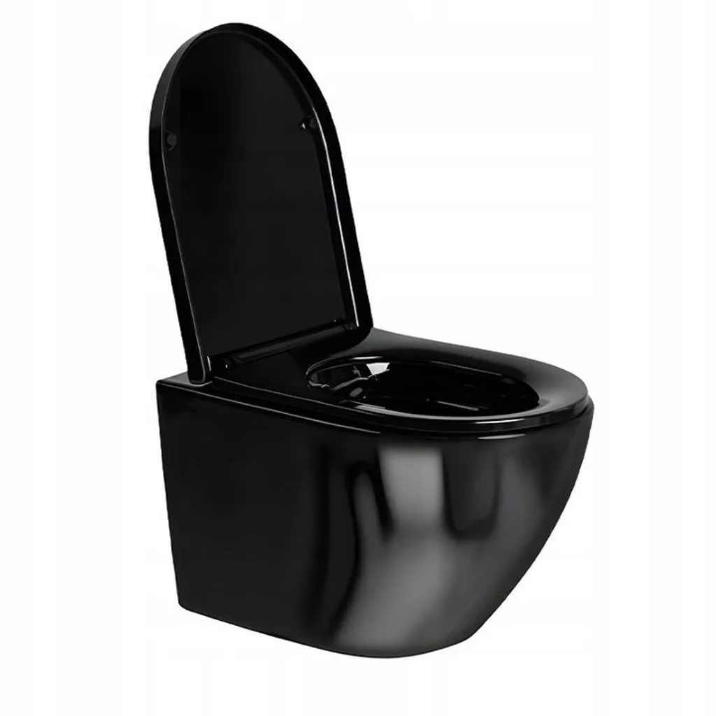 WC mural noir Softclose en céramique, pack avec chasse d'eau basse intégrée - 2