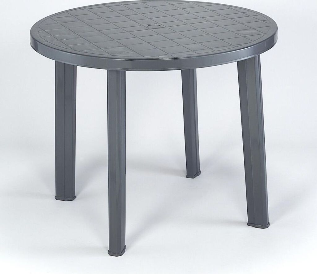 Tavolo da giardino Tondo 90cm rotondo in plastica antracite Immagine del prodotto 