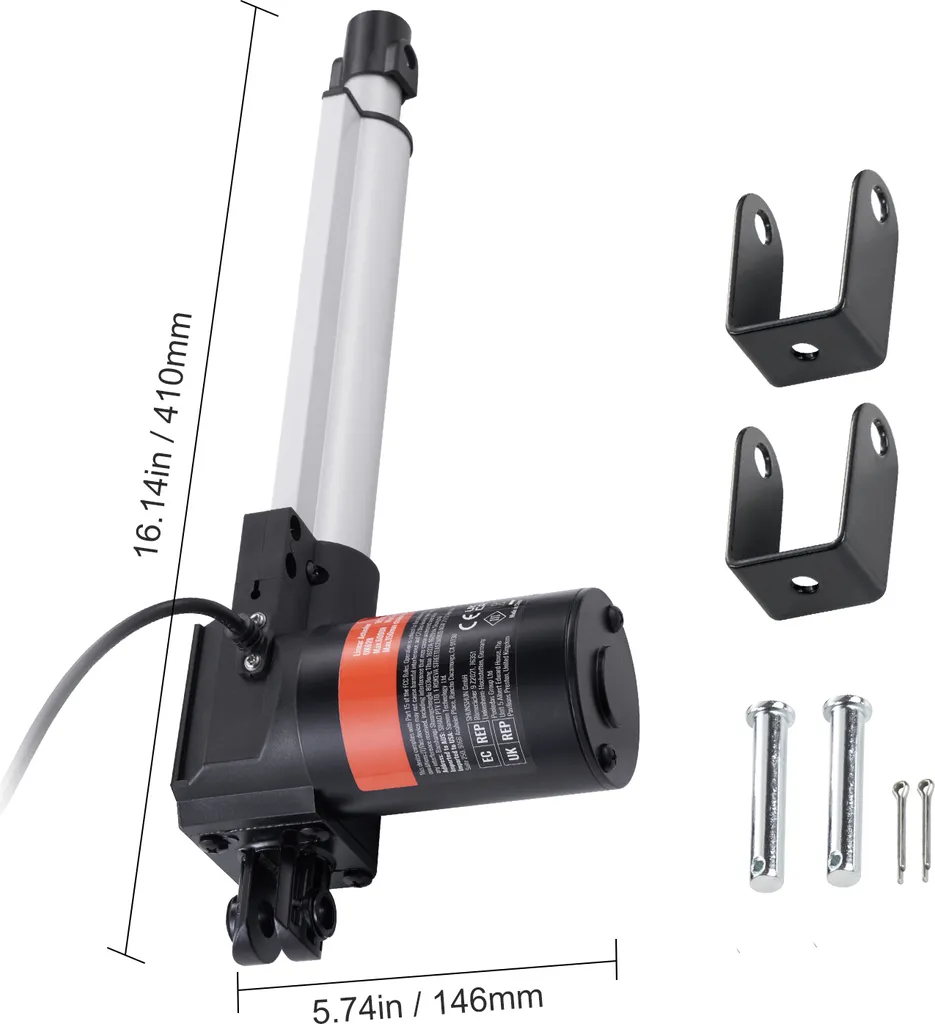 SucceBuy Attuatore lineare da 12 V, attuatore lineare per impieghi gravosi da 8 pollici con 1320 lbs/6000 N con staffa di montaggio e protezione IP44 per porte elettriche, macchinari industriali, navi, cargo - 8