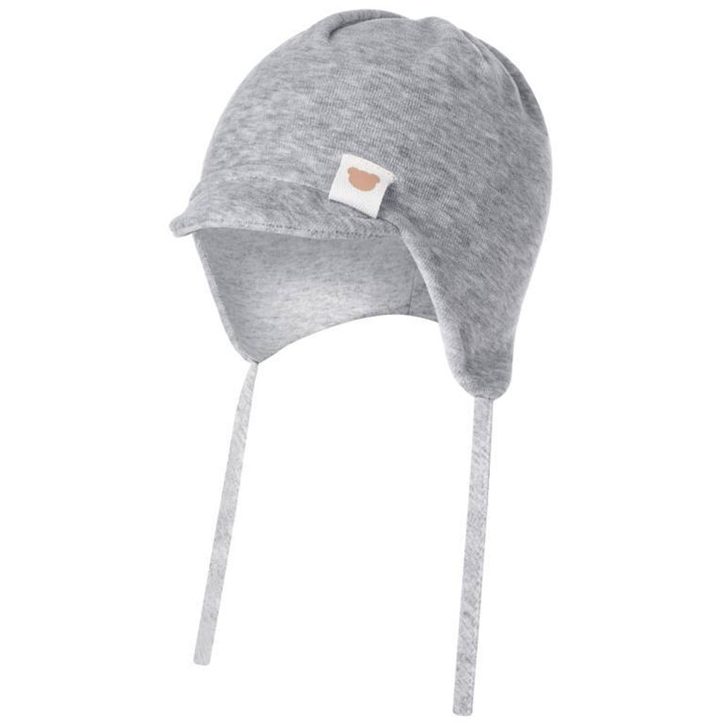 Bindemütze Schirmmütze Übergangsmütze Baby Junge Mädchen, Grau, Gr. 42-44
