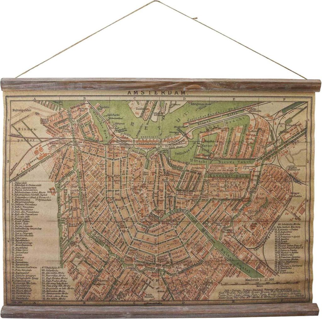 Landkarte Weltkarte historische Karte Wandkarte Antik-Stil Amsterdam Holland