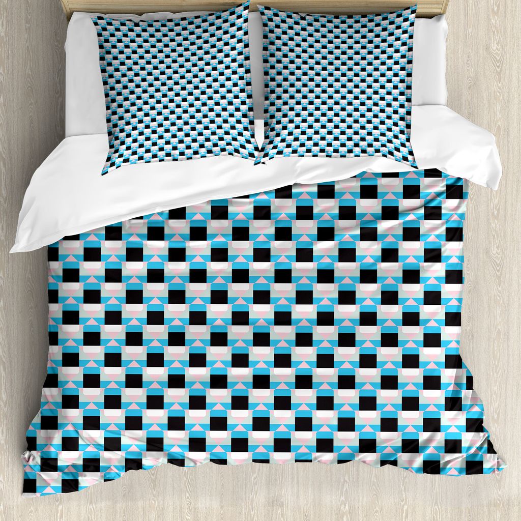 ABAKUHAUS Backstein Bettbezug Set für Einzelbetten, Zufällige und Geometrische Formen, Milbensicher Allergiker geeignet mit Kissenbezug, 155 cm x...