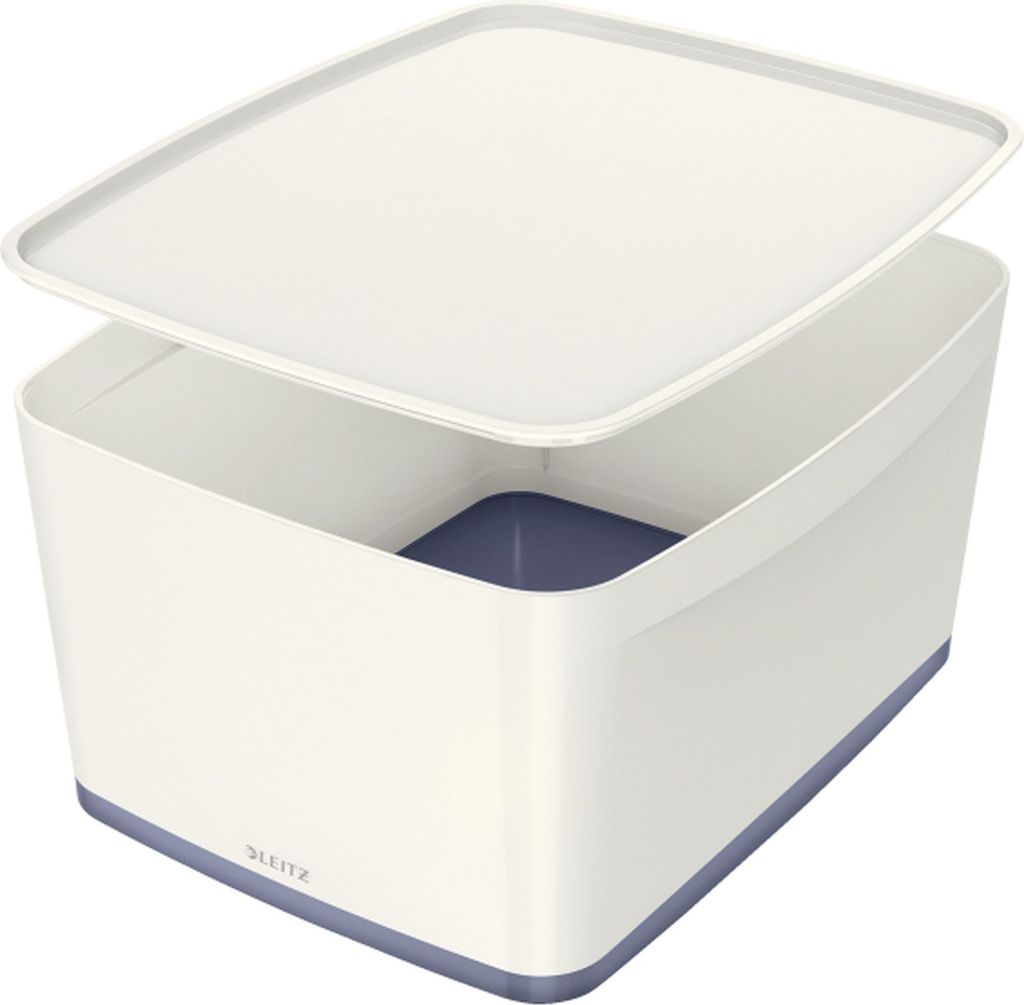 Aufbewahrungsbox MyBox Groß A4 mit Deckel ABS weiß/grau Packung mit 4 Stück