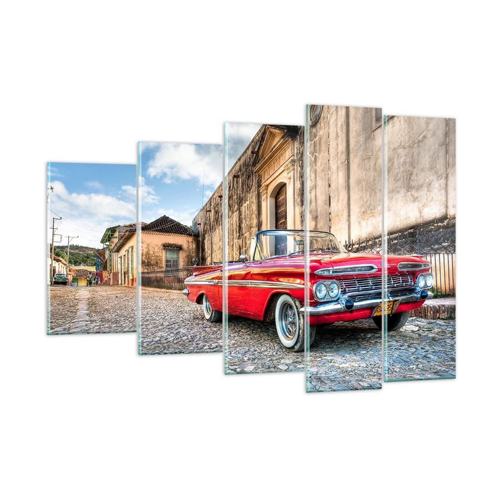 Bilder auf glas - Auto Klassiker Kuba Chevrolet - 150x100cm - Glasbilder - Wandbilder - Kunstdruck - zum Aufhängen bereit - Wanddekoration aus Gla...