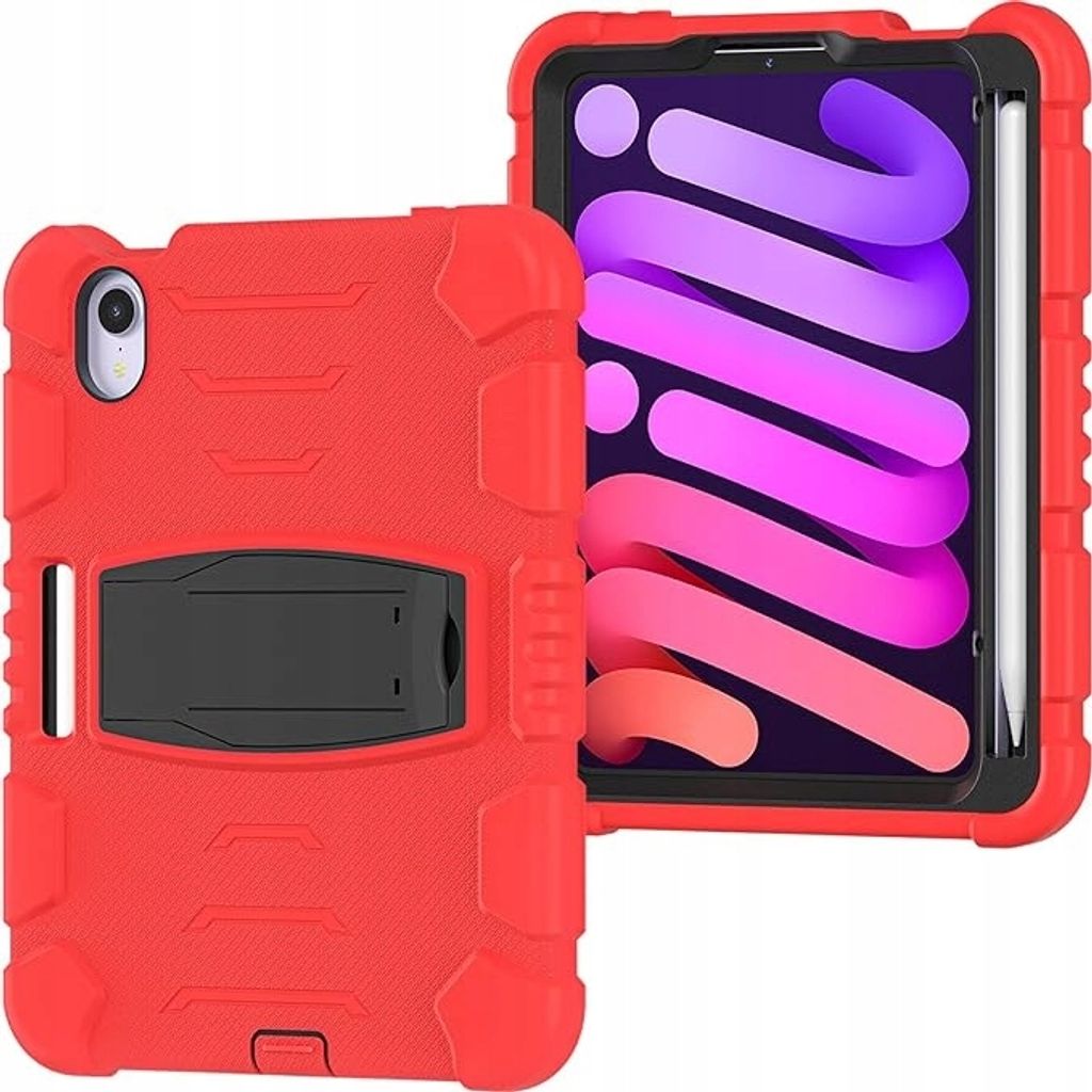 Schutzhülle für iPad Mini 6. Generation 2021 Rugged mit Ständer Rot