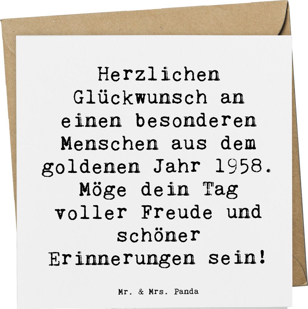 Mr. & Mrs. Panda Glückwunschkarte Spruch 1958 Geburtstag - Weiß - Geschenk, faltkarte, Jubiläum, Jahrgang, glücklicher, Happy Birthday, Geburts...