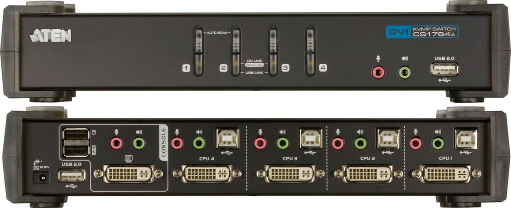 ATEN KVM-Switch, 1 console contrôle 4 ordinateurs, DVI / Image du produit 