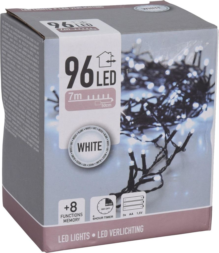 LED svetelná reťaz na batérie 96 LEDS studená biela s Obrázok produktu 