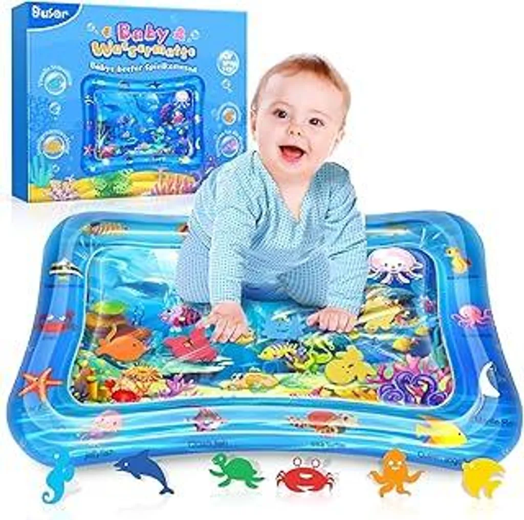 Dusor Tappetino acquatico Giocattolo per bambini 3 6 9 mesi, Tappetino acquatico senza BPA, Tappetino da gioco per bambini, Tappetino gonfiabile per la pancia, Attività divertenti La crescita stimolante del vostro bambino, Regali di Pasqua per bambini