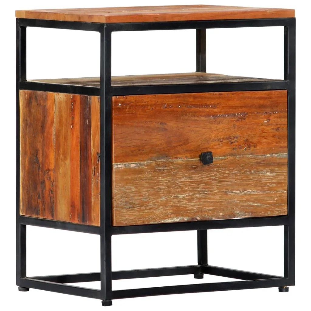 Table de chevet pour petite chambre meuble de nuit en bois et métal