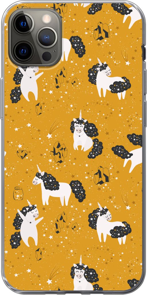 MuchoWow Handyhülle Schutzhülle Hülle für Telefoonhoesje iPhone 12 Pro Max Mädchen - Einhorn - Sterne - Muster - Mädchen - Kinder - Kinder ...