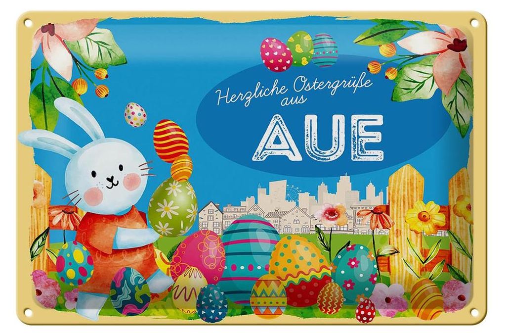 Blechschild Ostern Ostergrüße 30x20cm AUE