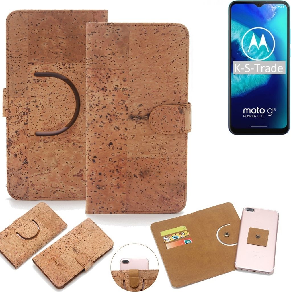 K-S-Trade Handy Hülle Schutz Hülle kompatibel mit Motorola Moto G8 Power Lite Handyhülle Schutzhülle Korkhülle Kork-Hülle 1x