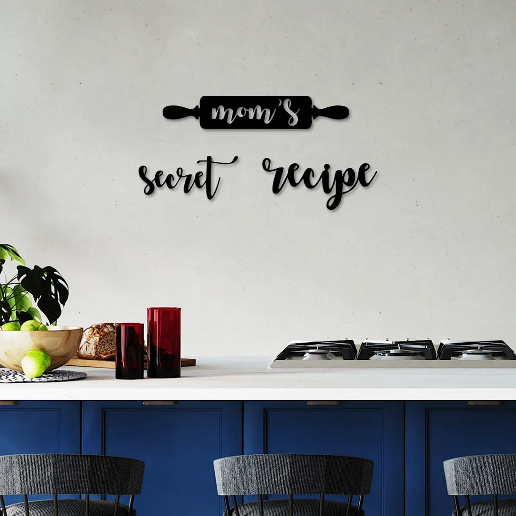 Décoration Murale 100% Métal Noir Mom's Secret Recipe Design Wallity