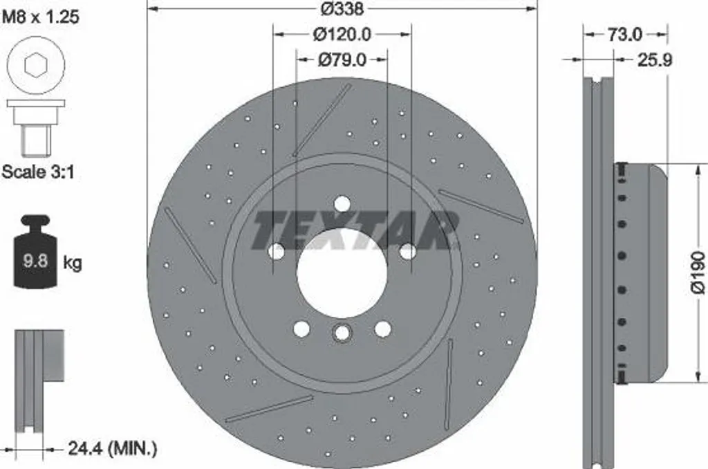 Disque de frein TEXTAR en fonte au carbone pour BMW E91 E93
