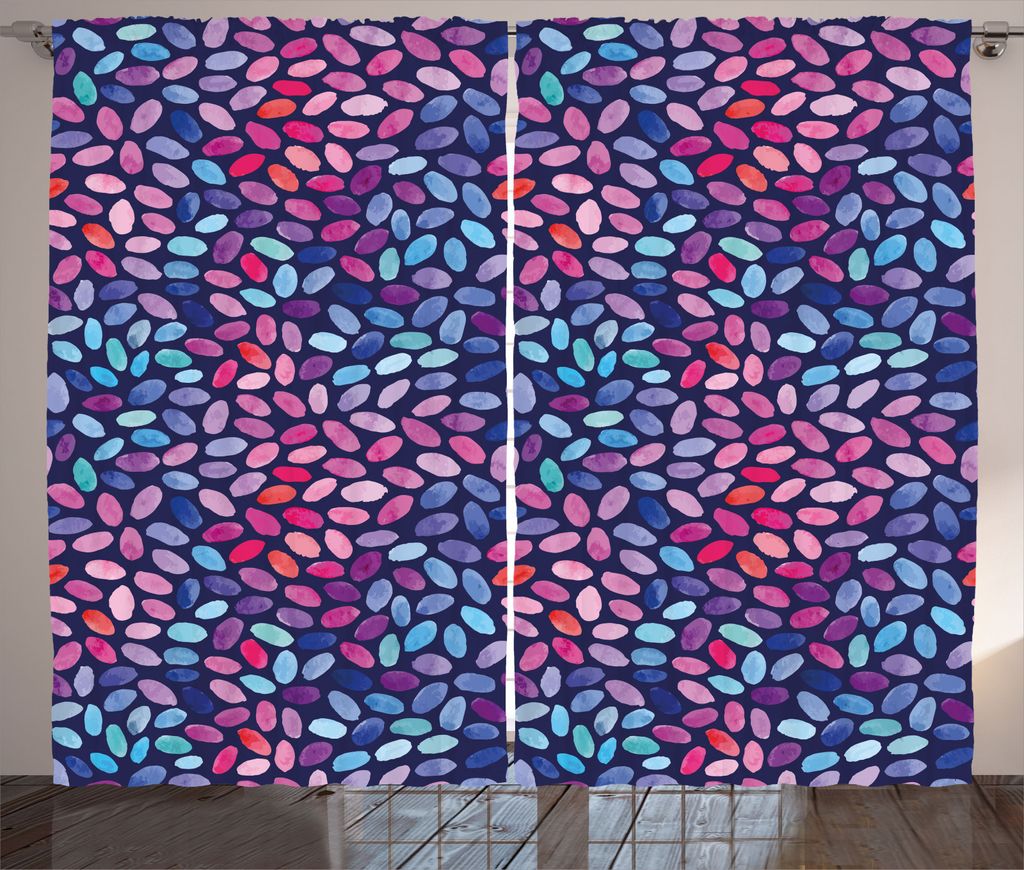 ABAKUHAUS Modern Rustikaler Gardine, Aquarell-Skizze Mosaik, Schlafzimmer Kräuselband Vorhang mit Schlaufen und Haken, 280 x 245 cm, Blau Hellblau...