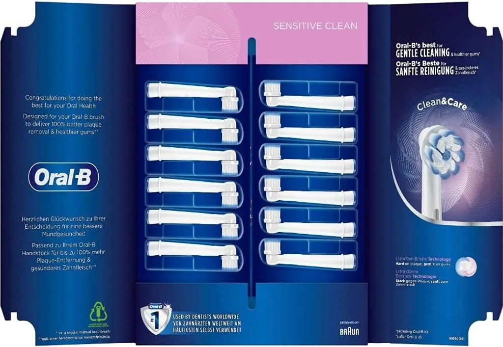 Tête de Brosse Oral-B Sensitive Clean 81748487 Poils Souples 12 pcs